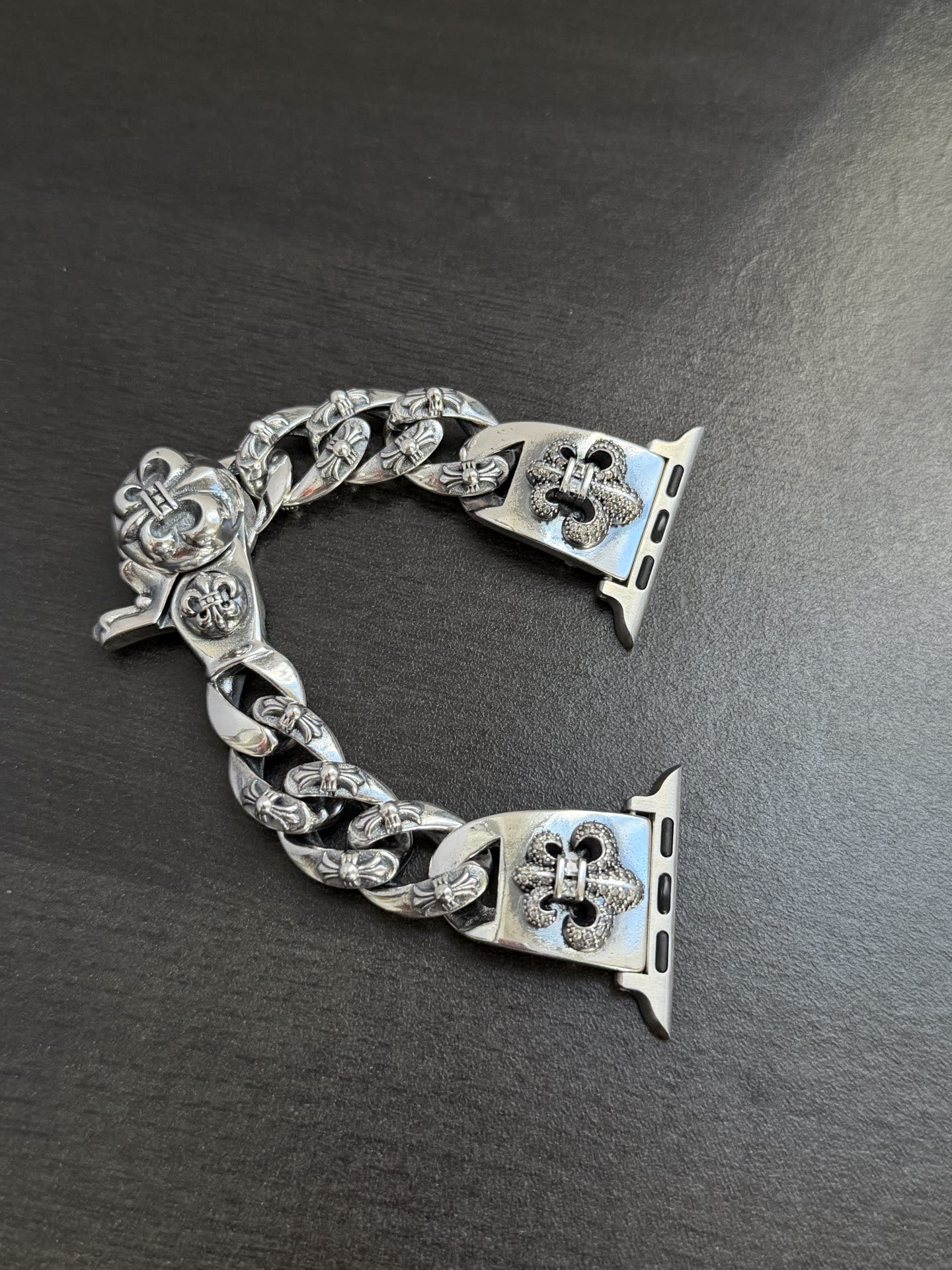 Chrome Hearts Silver Watch Band with Fleur-de-lis Design